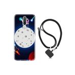 kilifland Oppo A5 A9 2020 ile Uyumlu Kılıf Silikon Ipli Boyun Askılı Desenli Ay Ve Astronot 1694