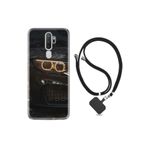 kilifland Oppo A5 A9 2020 ile Uyumlu Kılıf Silikon Ipli Boyun Askılı Desenli Black Car 1768
