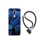 kilifland Oppo A5 A9 2020 ile Uyumlu Kılıf Silikon Ipli Boyun Askılı Desenli Blue Foid 1628