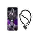 kilifland Oppo A5 A9 2020 ile Uyumlu Kılıf Silikon Ipli Boyun Askılı Desenli Carisma Cat 1607