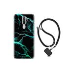 kilifland Oppo A5 A9 2020 ile Uyumlu Kılıf Silikon Ipli Boyun Askılı Desenli Green Thunder 1693