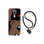 kilifland Oppo A5 A9 2020 ile Uyumlu Kılıf Silikon Ipli Boyun Askılı Desenli Love Animals 1780