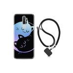 kilifland Oppo A5 A9 2020 ile Uyumlu Kılıf Silikon Ipli Boyun Askılı Desenli Love Cats 1604