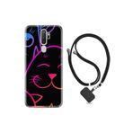 kilifland Oppo A5 A9 2020 ile Uyumlu Kılıf Silikon Ipli Boyun Askılı Desenli Neon Cats 1790