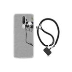 kilifland Oppo A5 A9 2020 ile Uyumlu Kılıf Silikon Ipli Boyun Askılı Desenli Pandalar 1798