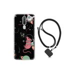 kilifland Oppo A5 A9 2020 ile Uyumlu Kılıf Silikon Ipli Boyun Askılı Desenli Planet Animals 1771