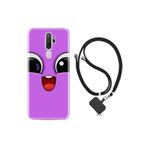 kilifland Oppo A5 A9 2020 ile Uyumlu Kılıf Silikon Ipli Boyun Askılı Desenli Purple Sweety 1717