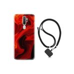 kilifland Oppo A5 A9 2020 ile Uyumlu Kılıf Silikon Ipli Boyun Askılı Desenli Red Orange Zigzag 1695