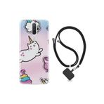 kilifland Oppo A5 A9 2020 ile Uyumlu Kılıf Silikon Ipli Boyun Askılı Desenli Unicorn Mektup 1800