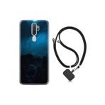 Kılıfland Oppo A5 A9 2020 ile Uyumlu Silikon Kılıf, İpli Boyun Askılı, Desenli Gece, Mavi