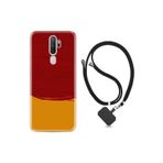 Kılıfland Oppo A5 A9 2020 ile Uyumlu Silikon Kılıf, İpli Boyun Askılı, Sarı Kırmızı Boya Desenli