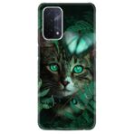 Kılıfland Oppo A74 ile Uyumlu Kılıf, Resimli Desenlim Baskılı Silikon, Yeşil Kedi Gözü