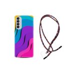 kilifland Oppo Reno 4 Pro ile Uyumlu Kılıf Rasta Ipli Boyun Askılı Desenli Silikon Renk Cümbüşü 1631