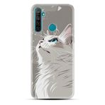 Kılıfland Realme 5i ile Uyumlu Boutique Baskılı Beyaz Kedi Desenli Kılıf