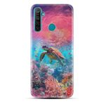 Kılıfland Realme 5i ile Uyumlu Boutique Baskılı Kaplumbağa Desenli Kılıf, Renkli