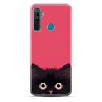 Kılıfland Realme 5i ile Uyumlu Boutique Baskılı Kedicik Kılıf, Pembe-Siyah