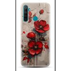 Kılıfland Realme 5i ile Uyumlu Boutique Baskılı Kırmızı Çiçek Desenli Kılıf