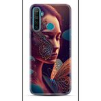 Kılıfland Realme 5i ile Uyumlu Kılıf, Boutique Baskılı, Kelebek Kadın Deseni, Renk75