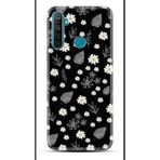Kılıfland Realme 5i Kılıf, Boutique Baskılı Papatyalar ve Yaprak Desenli, Siyah