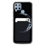 Kılıfland Realme C25S ile Uyumlu Kartvizitli Kartlıklı Desenli Silikon Kılıf, Siyah, Ay Deseni