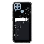 Kılıfland Realme C25s ile Uyumlu Kartvizitli Kartlıklı Silikon Kılıf, Desenli Planet, Siyah