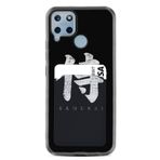 Kılıfland Realme C25S ile Uyumlu Kartvizitli Kartlıklı Silikon Kılıf, Samurai Desenli, Siyah