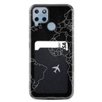 Kılıfland Realme C25s ile Uyumlu Kartvizitli Kartlıklı Silikon Kılıf, Siyah, Harita ve Uçak Desenli