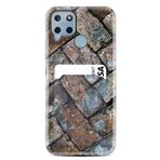 Kılıfland Realme C25S ile Uyumlu Kılıf, Kartvizitli Kartlıklı, Retro Stone Desenli, Silikon, Siyah