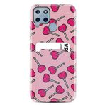 Kılıfland Realme C25s ile Uyumlu Silikon Kılıf, Kartvizitli, Kartlıklı, Heart Lollipop Desenli, Pembe