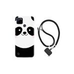 Kılıfland Realme C25Y ile Uyumlu Ipli Boyun Askılı Desenli Silikon Kılıf, Sevimli Panda