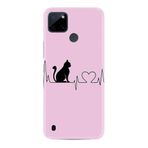 Kılıfland Realme C25Y ile Uyumlu Silikon Kılıf, Desenli Baskılı, Kedi Kalp Motifi, Pembe