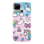 Kılıfland Realme C25Y ile Uyumlu Silikon Kılıf, Unicorn Desen, Pembe