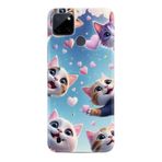 Kılıfland Realme C25Y Kılıf, Boutique Baskılı, Kedi ve Kalp Desenli, Mavi