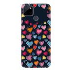Kılıfland Realme C25Y Kılıf, Boutique Baskılı Renkli Kalpler Desen, Siyah