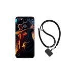 Kılıfland Realme C25Y Kılıf, İpli Boyun Askılı, Desenli Silikon, Siyah
