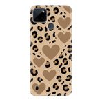 Kılıfland Realme C25Y Kılıf, Leopar Kalp Baskılı, Boutique Serisi, Bej