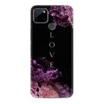 Kılıfland Realme C25Y Silikon Kılıf, Çiçek Desen, Love Flow Serisi, Siyah