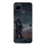 Kılıfland Realme C25Y Silikon Kılıf, Desen Özel Seri Warrior, Siyah