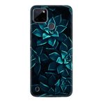 Kılıfland Realme C25Y Silikon Kılıf, Mistik Çiçekler Desen, Turkuaz