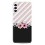 Kılıfland Reeder S19 Max Pro S ile Uyumlu Kılıf, Silikon, Çiçek Desenli, Pembe-Siyah