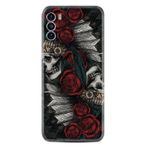 Kılıfland Reeder S19 Max Pro S ile Uyumlu Silikon Kılıf, Skull Rose Desen, Siyah