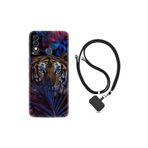 kilifland Reeder S23 Max Pro ile Uyumlu Kılıf Resimli Boyun Askılı İpli Desenli Silikon Flowers Tiger 1319