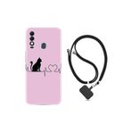 kilifland Reeder S23 Max Pro ile Uyumlu Kılıf Resimli Boyun Askılı İpli Desenli Silikon Pink Cat Heart 1303