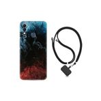 kilifland Reeder S23 Max Pro ile Uyumlu Kılıf Resimli Boyun Askılı İpli Desenli Silikon Red Blue Black Abstact 1386