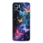 Kılıfland Reeder S23 Pro Max Kılıf, Boutique Baskılı, Neon Kelebekler, Koyu Mavi