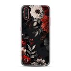 Kılıfland Samsung Galaxy A01 ile Uyumlu Kılıf, Boutique Baskılı, Çiçek Desenli, Siyah