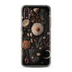 Kılıfland Samsung Galaxy A01 ile Uyumlu Kılıf, Boutique Baskılı, Kahve Çiçek Desen, Siyah