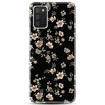 Kılıfland Samsung Galaxy A02 ile Uyumlu Kılıf, Boutique Baskılı, Çiçek Desenli, Siyah Fon