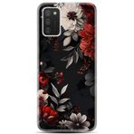 Kılıfland Samsung Galaxy A02 ile Uyumlu Kılıf, Boutique Baskılı, Çiçek Desenli, Siyah