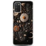 Kılıfland Samsung Galaxy A02 ile Uyumlu Kılıf, Boutique Baskılı, Kahve Çiçek Desen, Siyah